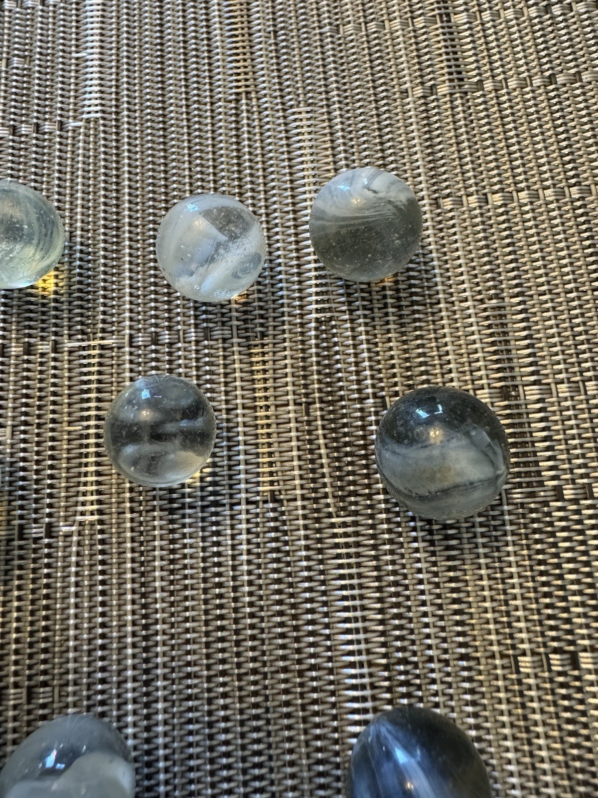 Original Antique Vintage Old Marbles Clear With White Lot Of 11 14.4 MM