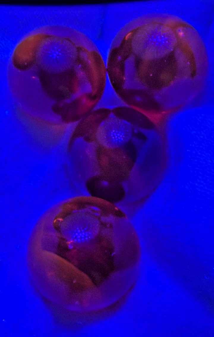 Vintage Lot of 4 Clear Ruby Red Cadmium Slag Glass Marbles UV Reactive As Is