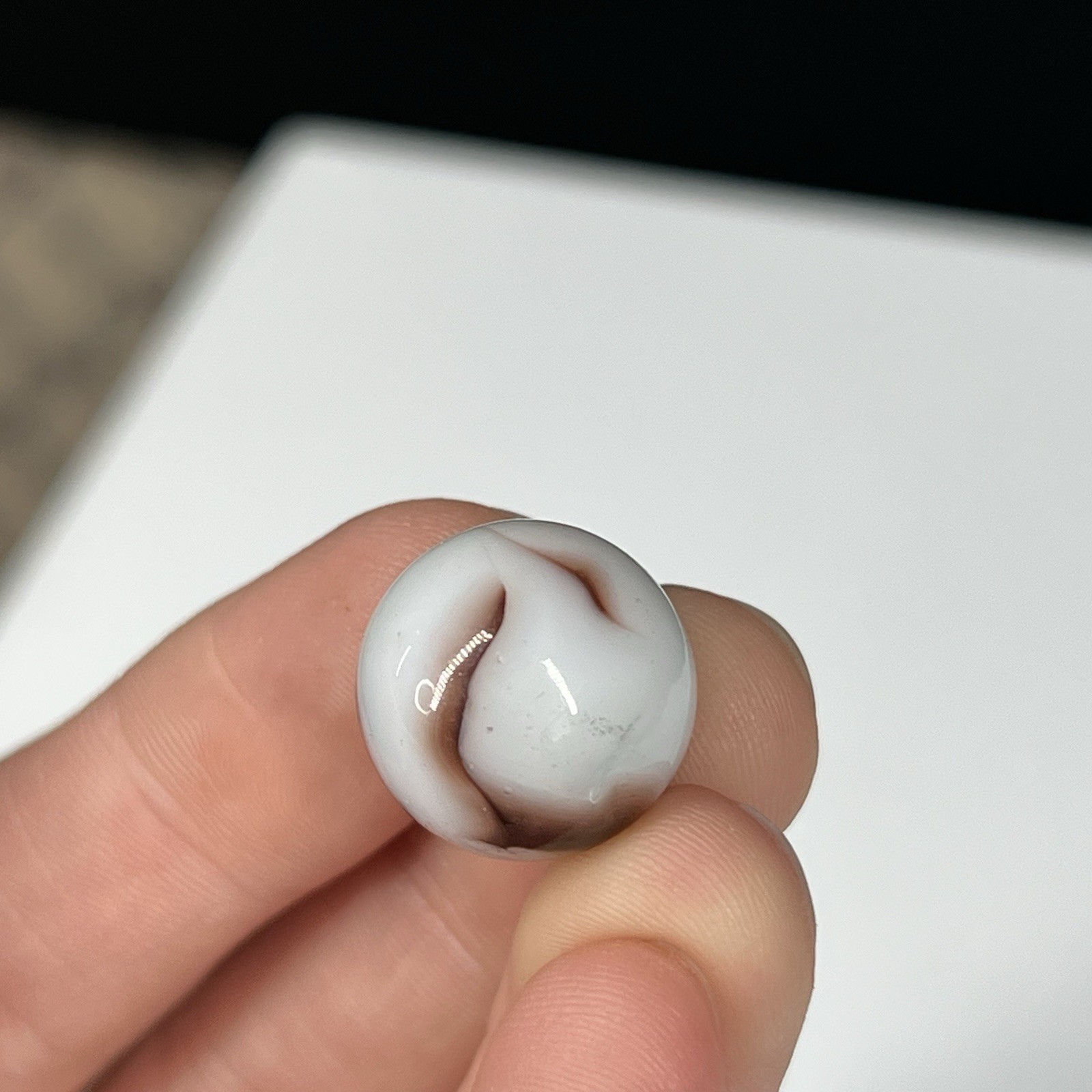 VTG Glass Swirl Marble Akro Agate Peltier Vitro .64” Creamy Brown Tan