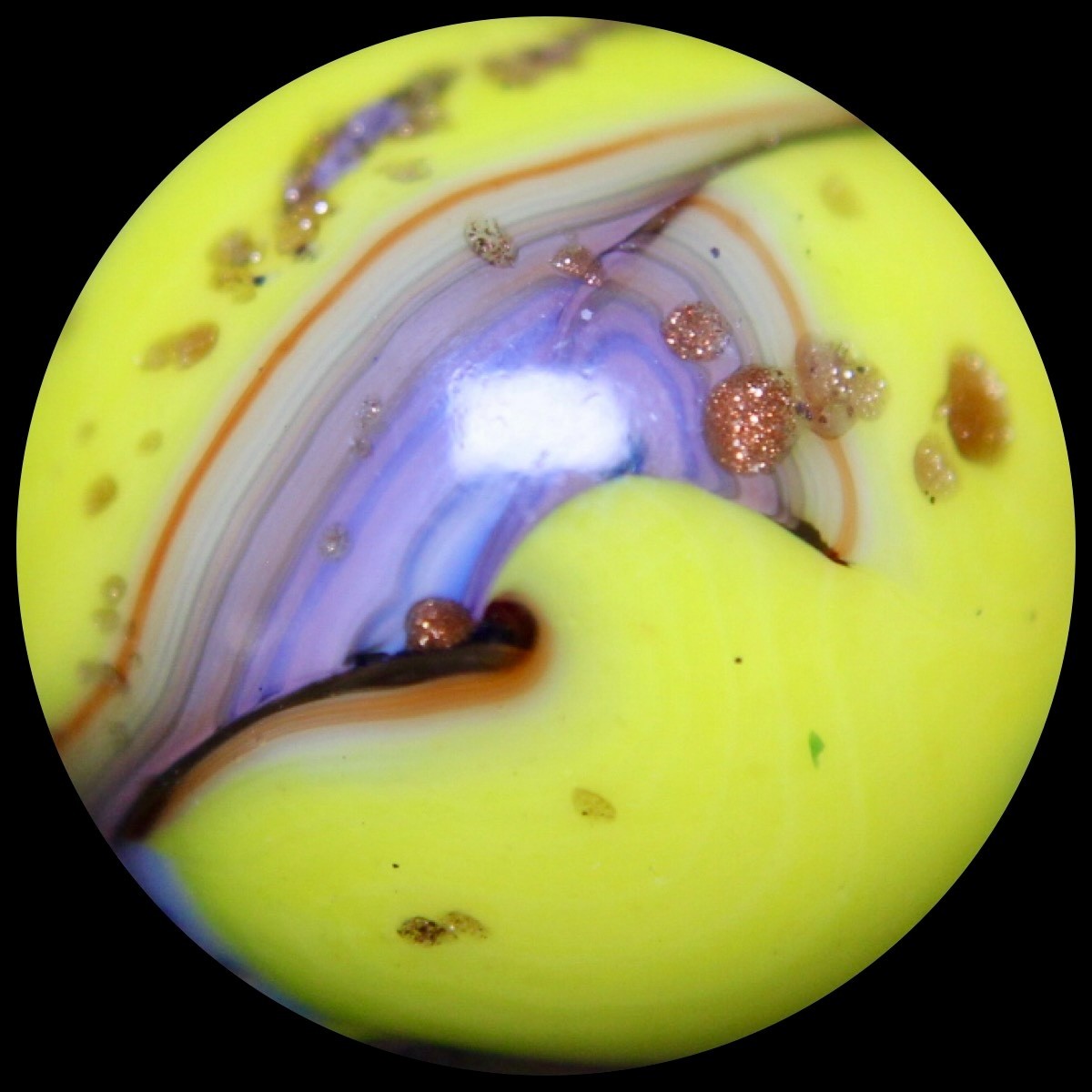 JABO West Virginia Marble Collectors Club Marble: Radioactive Lavender Lutz