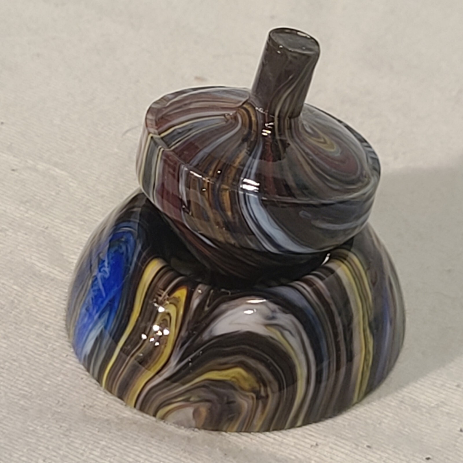 ANDY DAVIS, Glass Art Spinning Top & Base, Megans Run (?), #339J