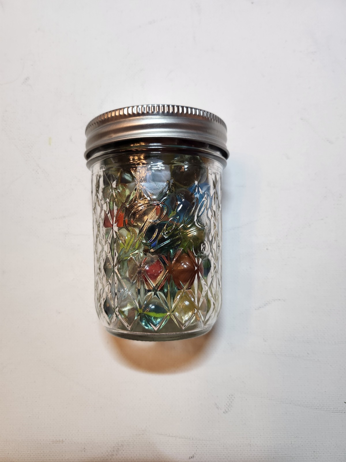 Jar of 55 Vintage Marbles Glass Colorful Clear Assorted