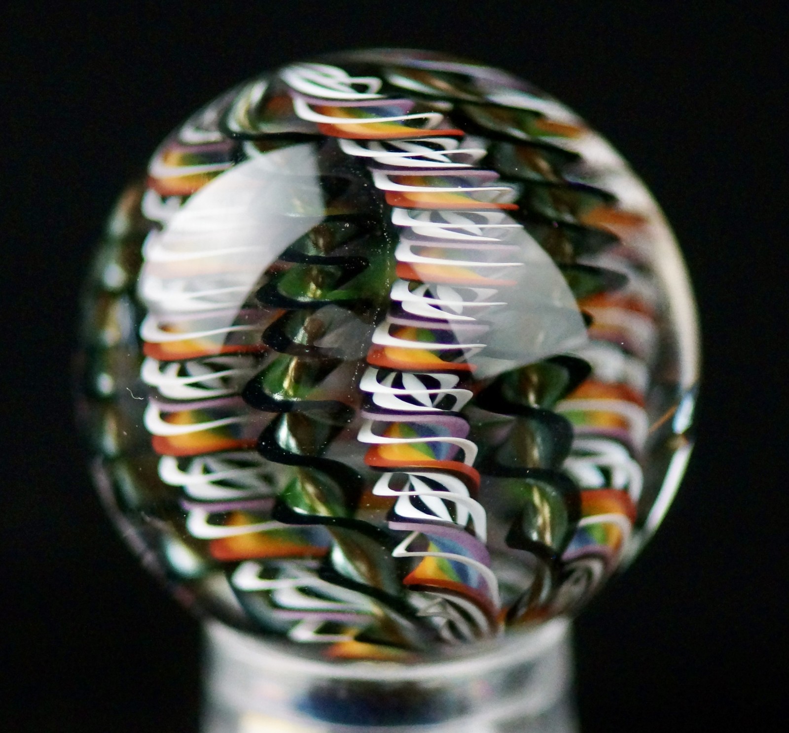 Bryan Trillas Glass Marble/Filigree Cane/UV Reactive/Bipolar Rainbow/0.8-0.9 in