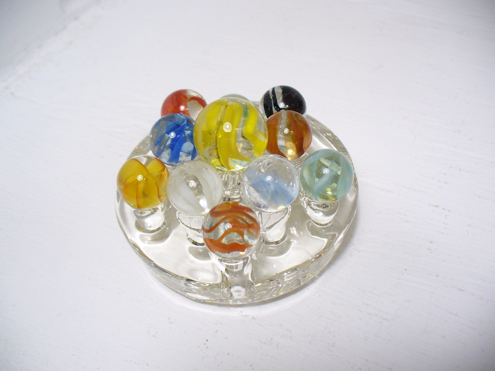 #969 Vintage Vitro Agate Cats Eye Marbles 11 pcs. 1 shooter and 10 regular