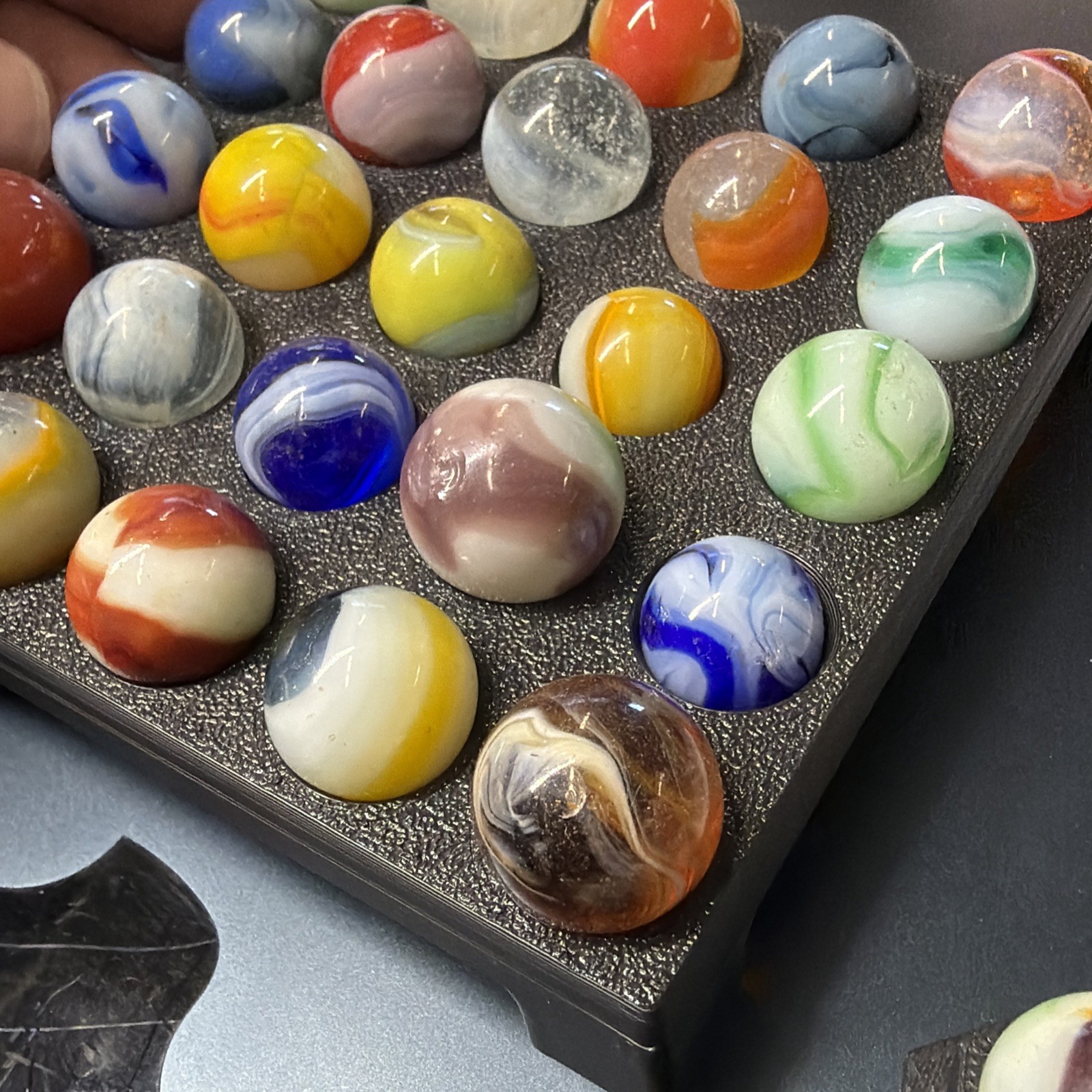 Vintage Glass Marbles Christensen Agate Vitro Akro Patch, King Tri (70 Marbles)
