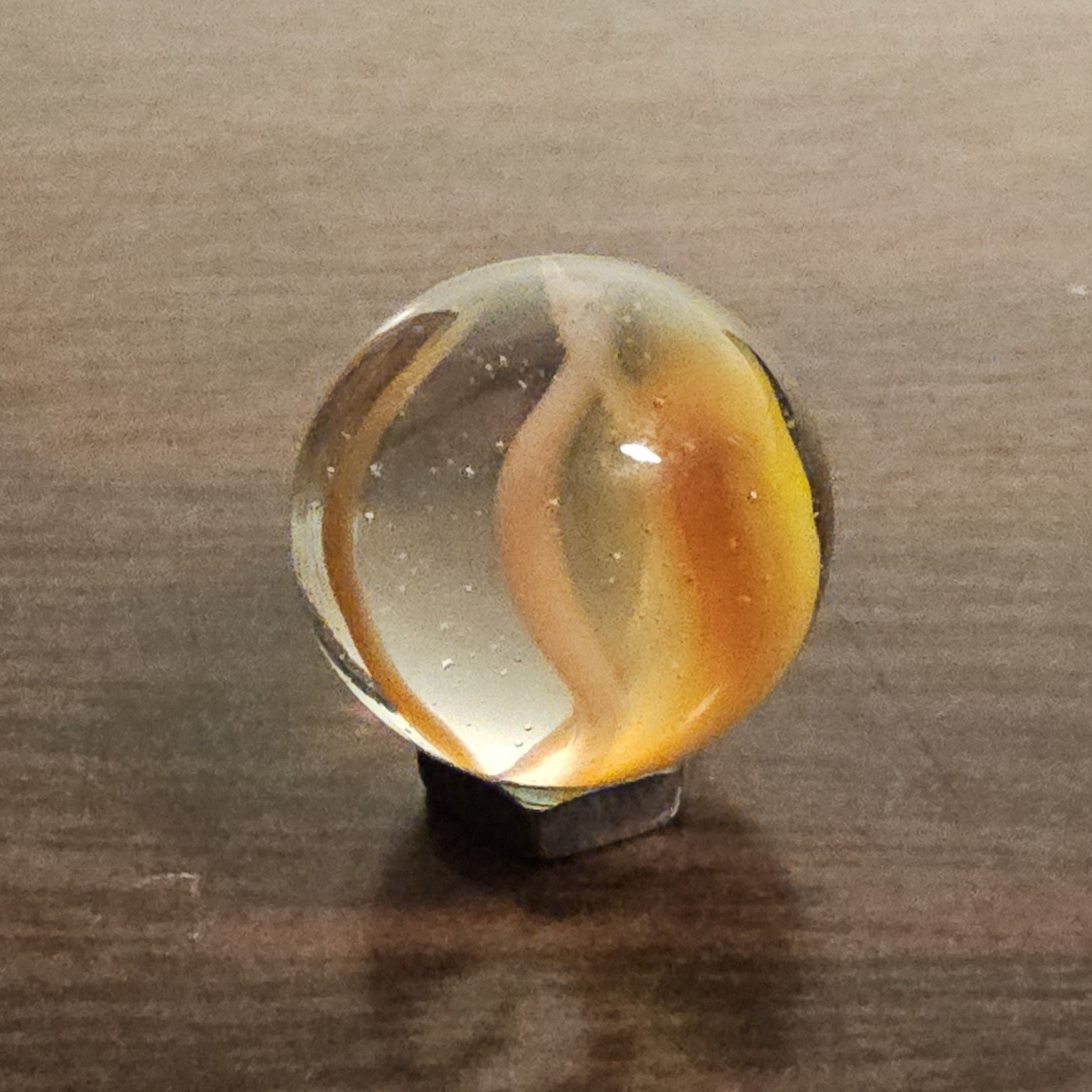 Vintage Vacor Orange Sherbert Spaghetti Ribbon .593″ Glass Marble