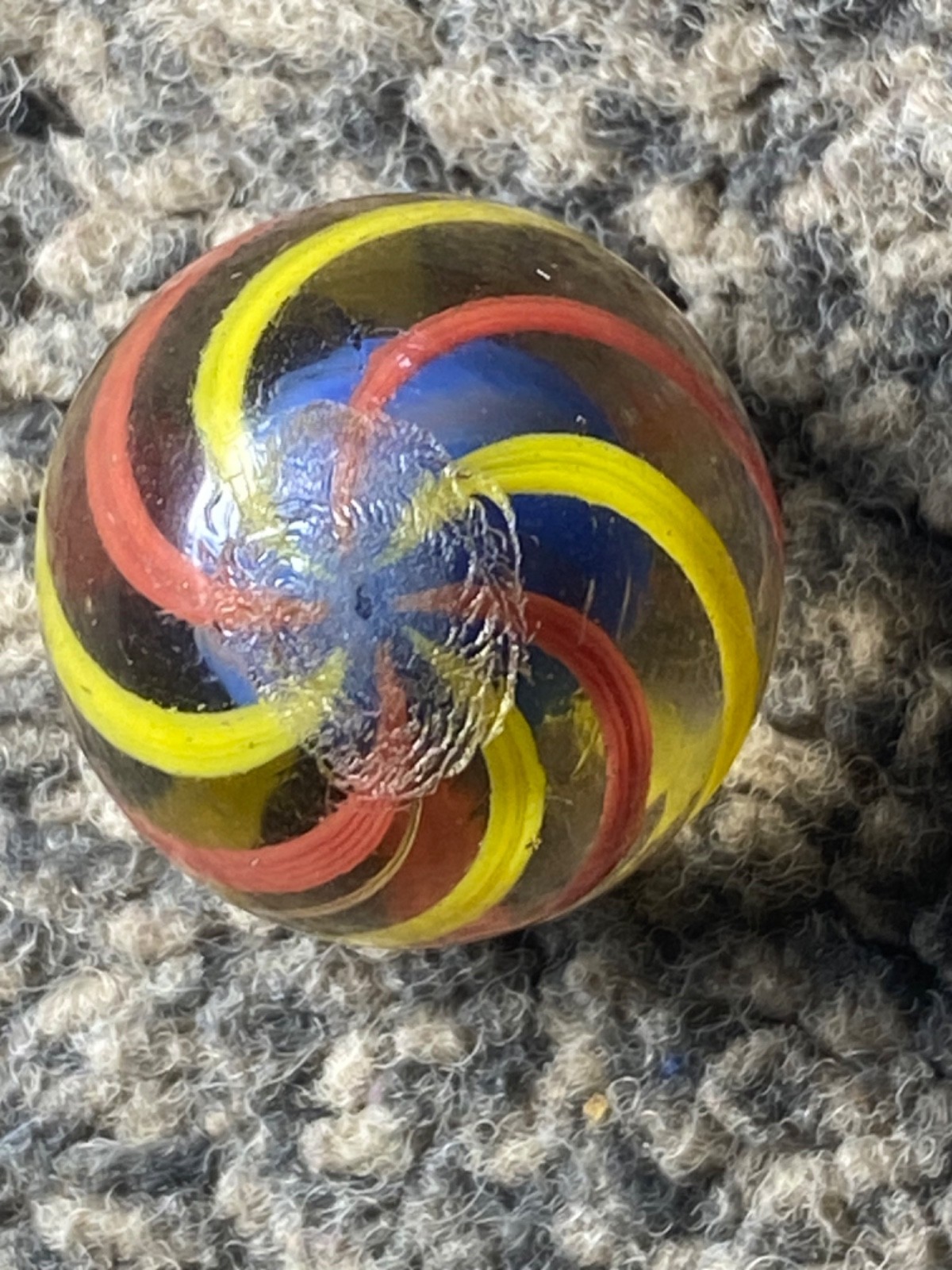 Antique German Marble HTF 8 band blue/red solid core 17mm 0.69 wet mint