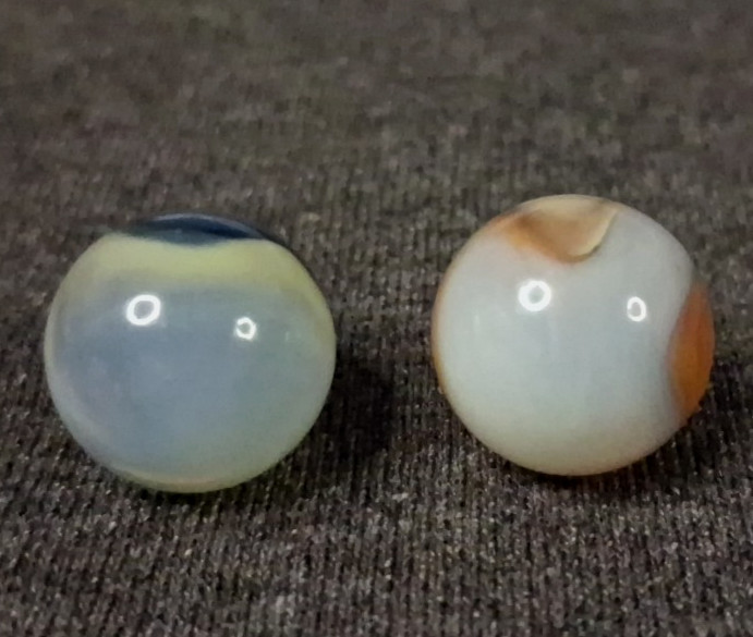 Vintage Vitro Agate Opal V Patch Marbles 5/8″ Set Of 2 – Both Mint 526041