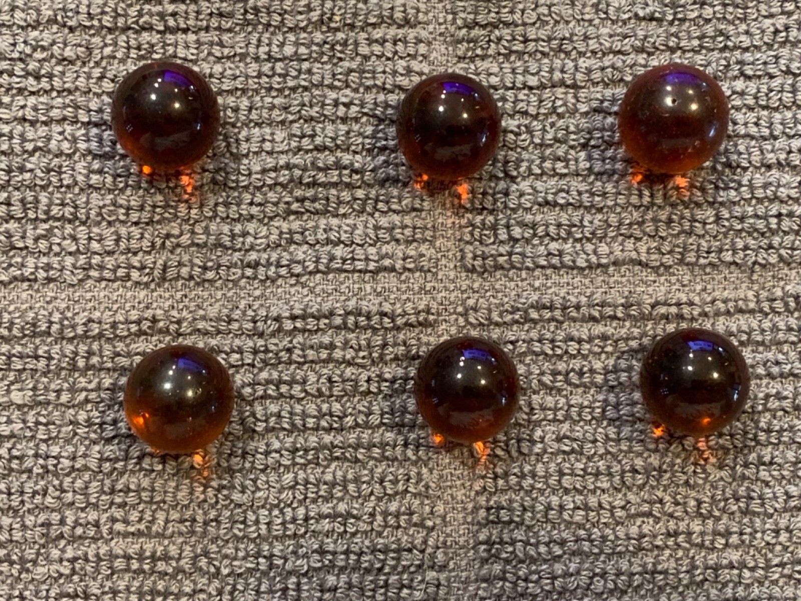 Vaseline Uranium Vintage Glass Marbles, Lot of 6 Glowing Marbles Red Amber