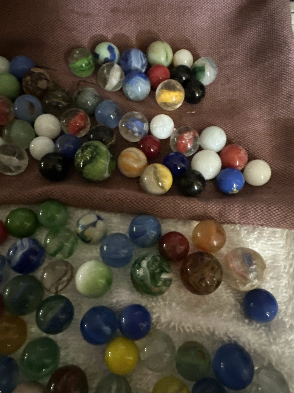 VINTAGE / ANTIQUE MARBLE LOT Clay Steelies Glass Cats Eye Barn Find Almost 3 Lbs