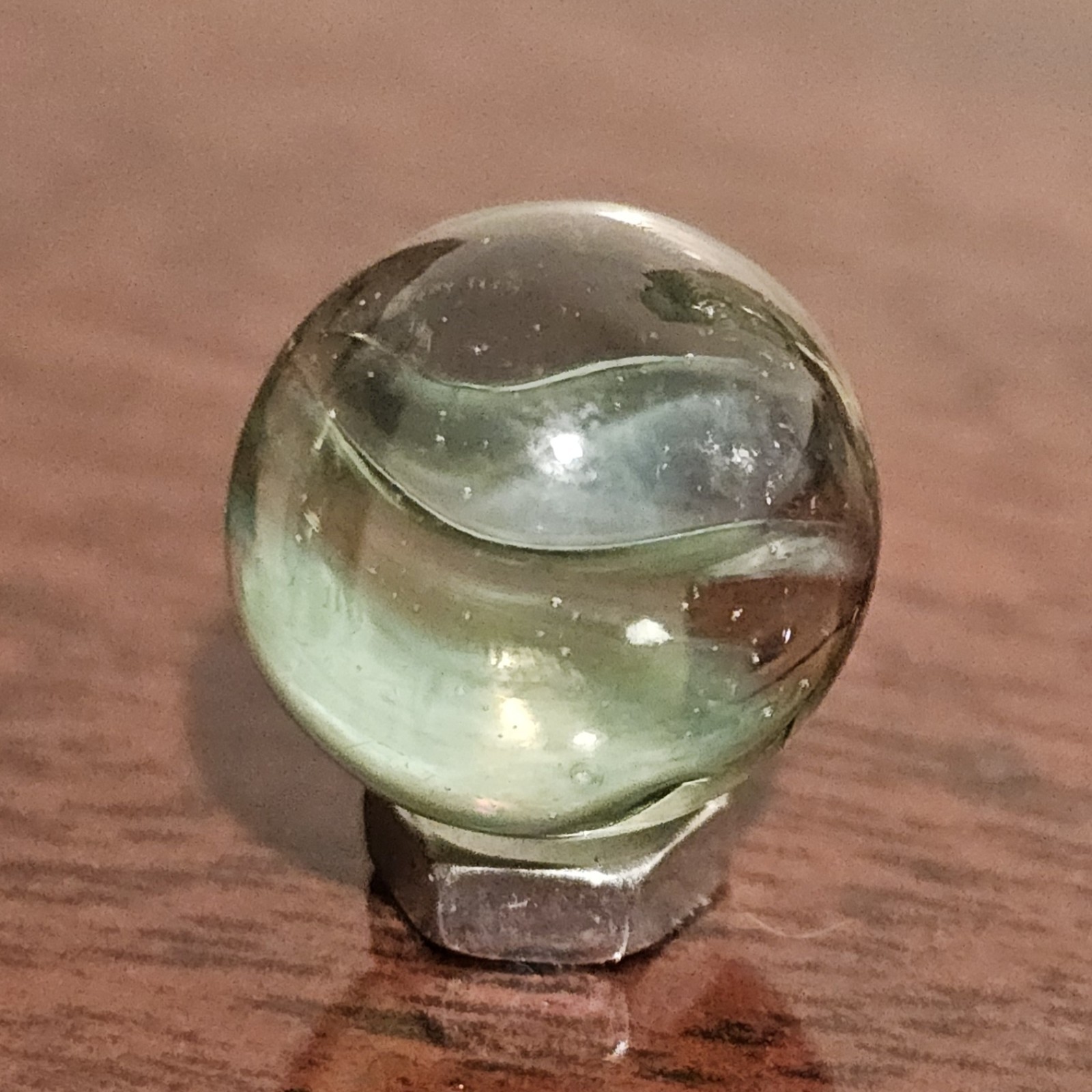 Vintage Vacor Green Spaghetti Ribbon .625″ Glass Marble