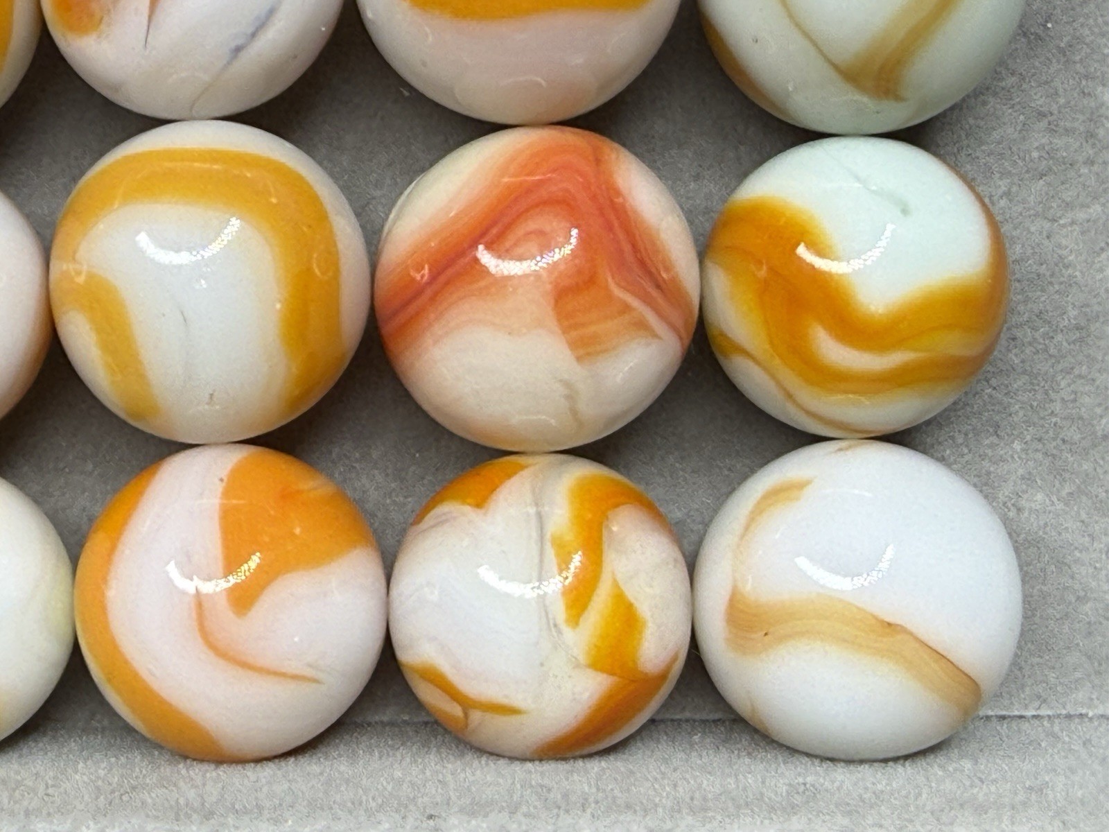 Lot Of 30 Alley Champion West Virginia Swirl Marbles .55”To .66” NM(+) To Mint