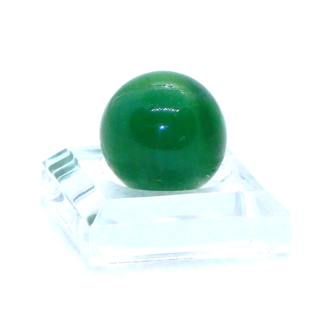 Vintage Glass Marble Small Green Opaque Swirl Melted Pontil Mint 0.55″ #0-116