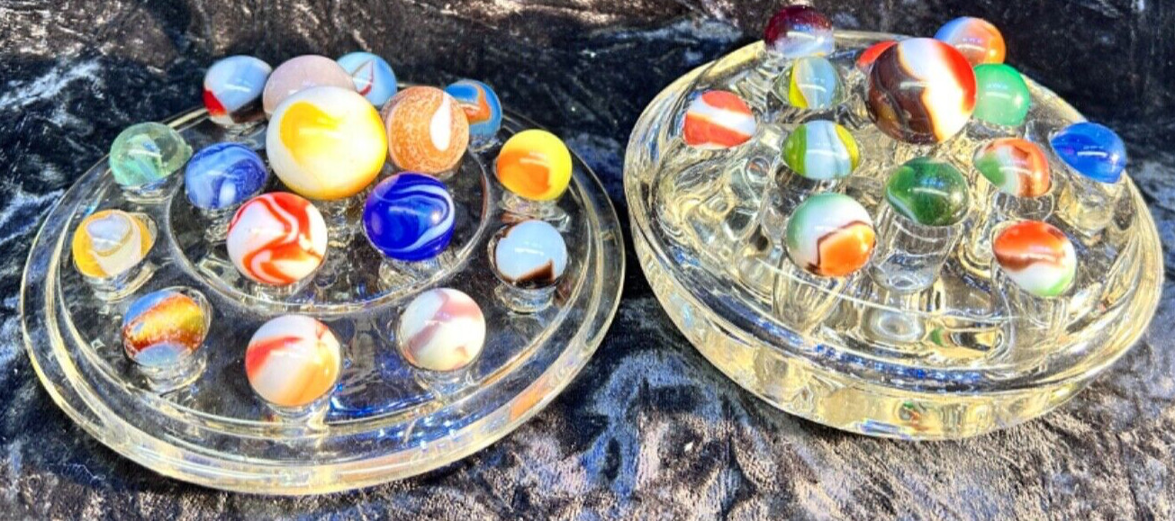 Vintage Glass Marbles Lot Medium – Large You Get Both Sets and the Displays