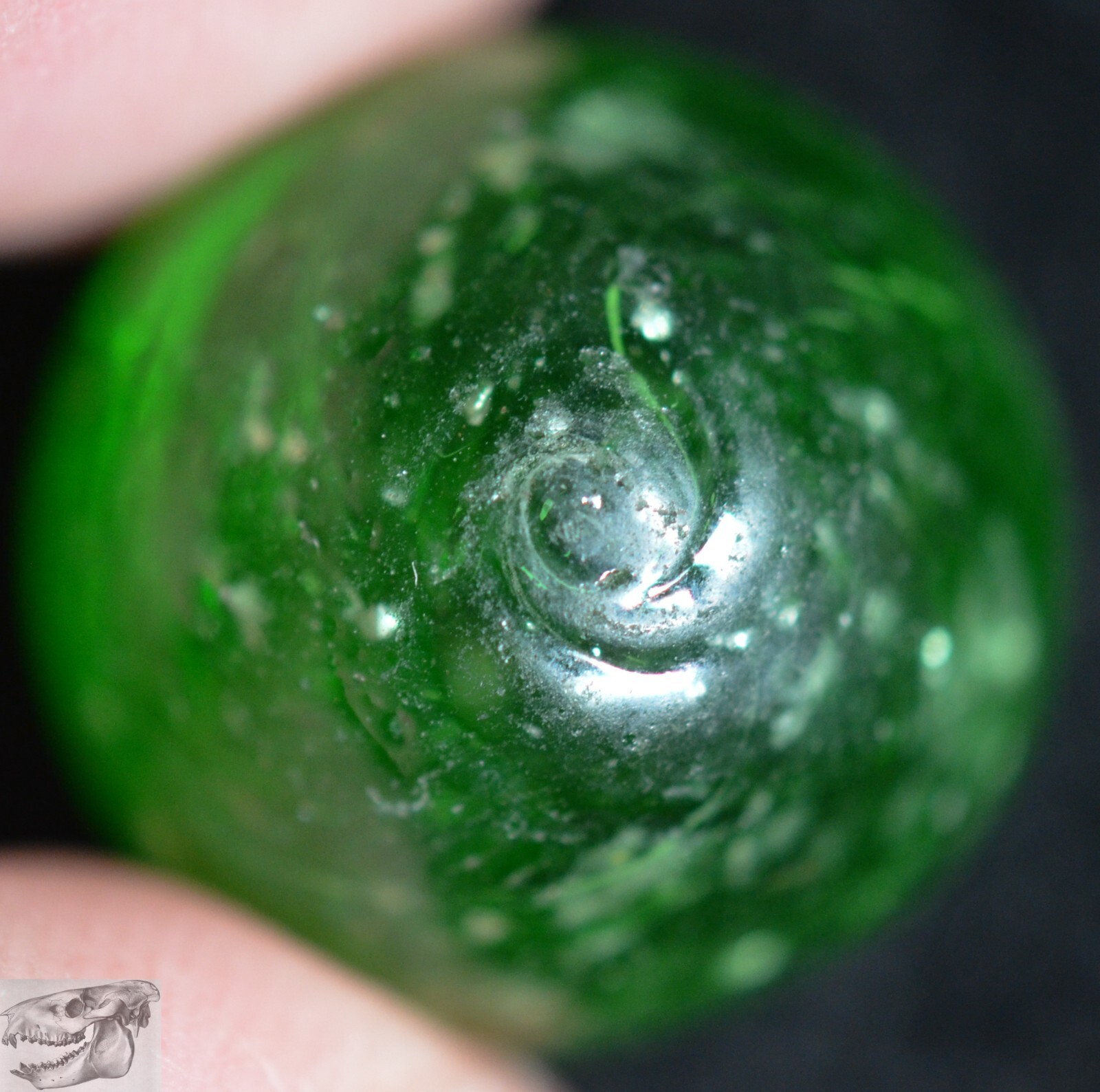 Handmade Green Mica Marble, 11/16 in, Near Mint+, 1860-1920, Germany, S897