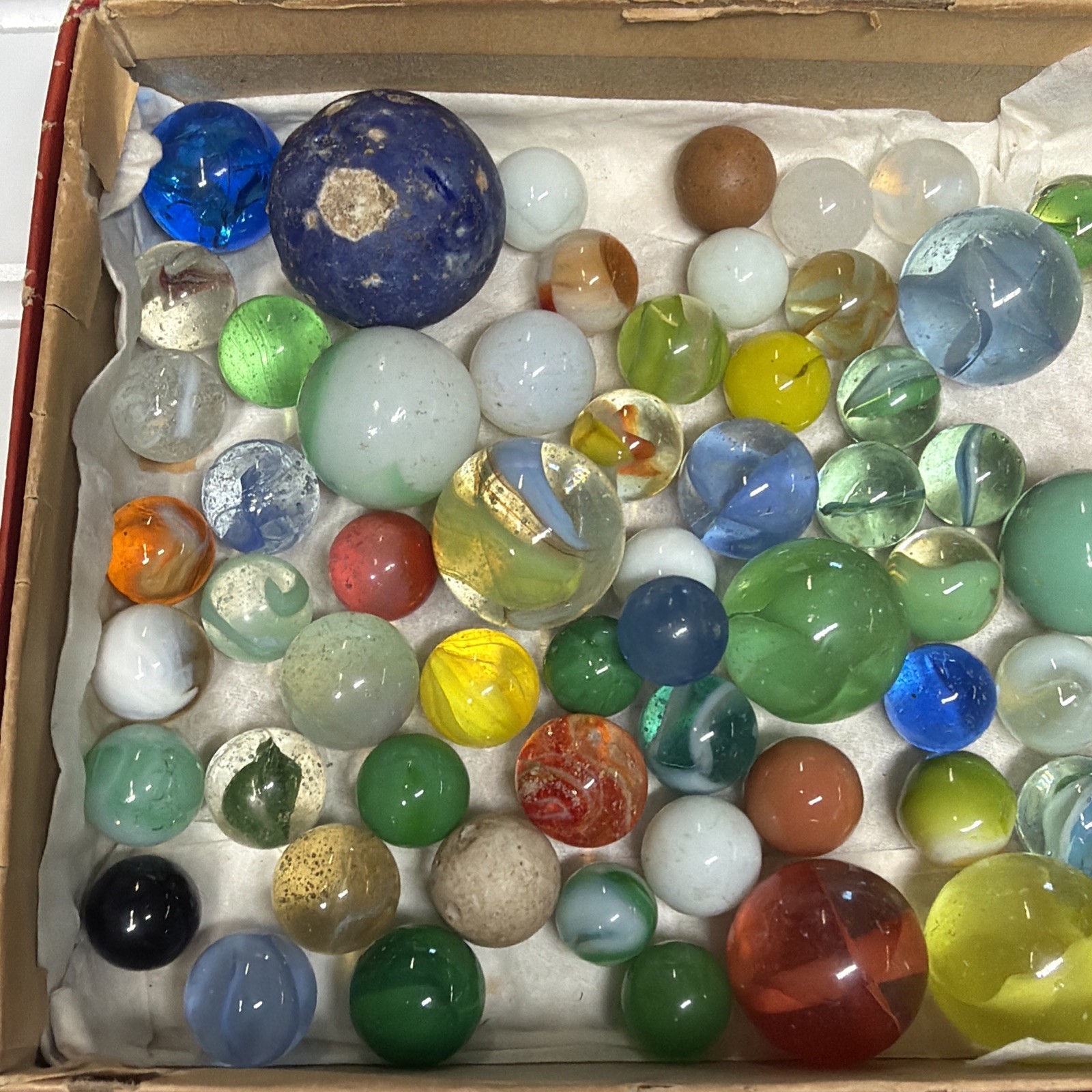 Vintage Glass Marbles Christensen Agate Vitro Akro Patch, Shooters (130 Total)