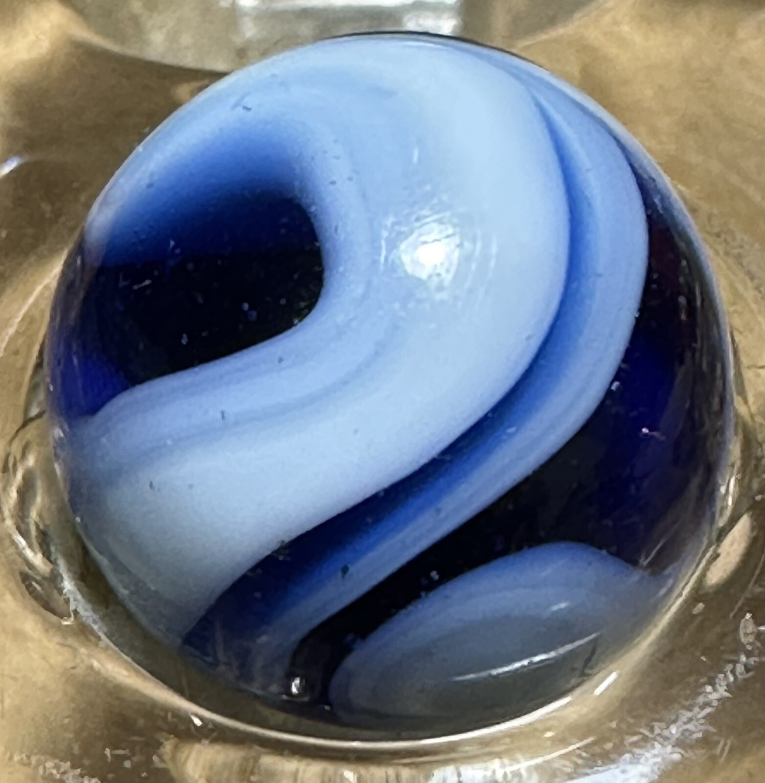 VINTAGE PELTIER BLUE ZEBRA MARBLE (0.56”)