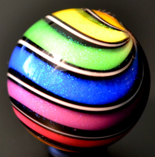 HOT HOUSE GLASS MARBLE/1.483″-CLASSIC BEACHBALL HUGE BOULDER-TANGERINE,LAVENDER+