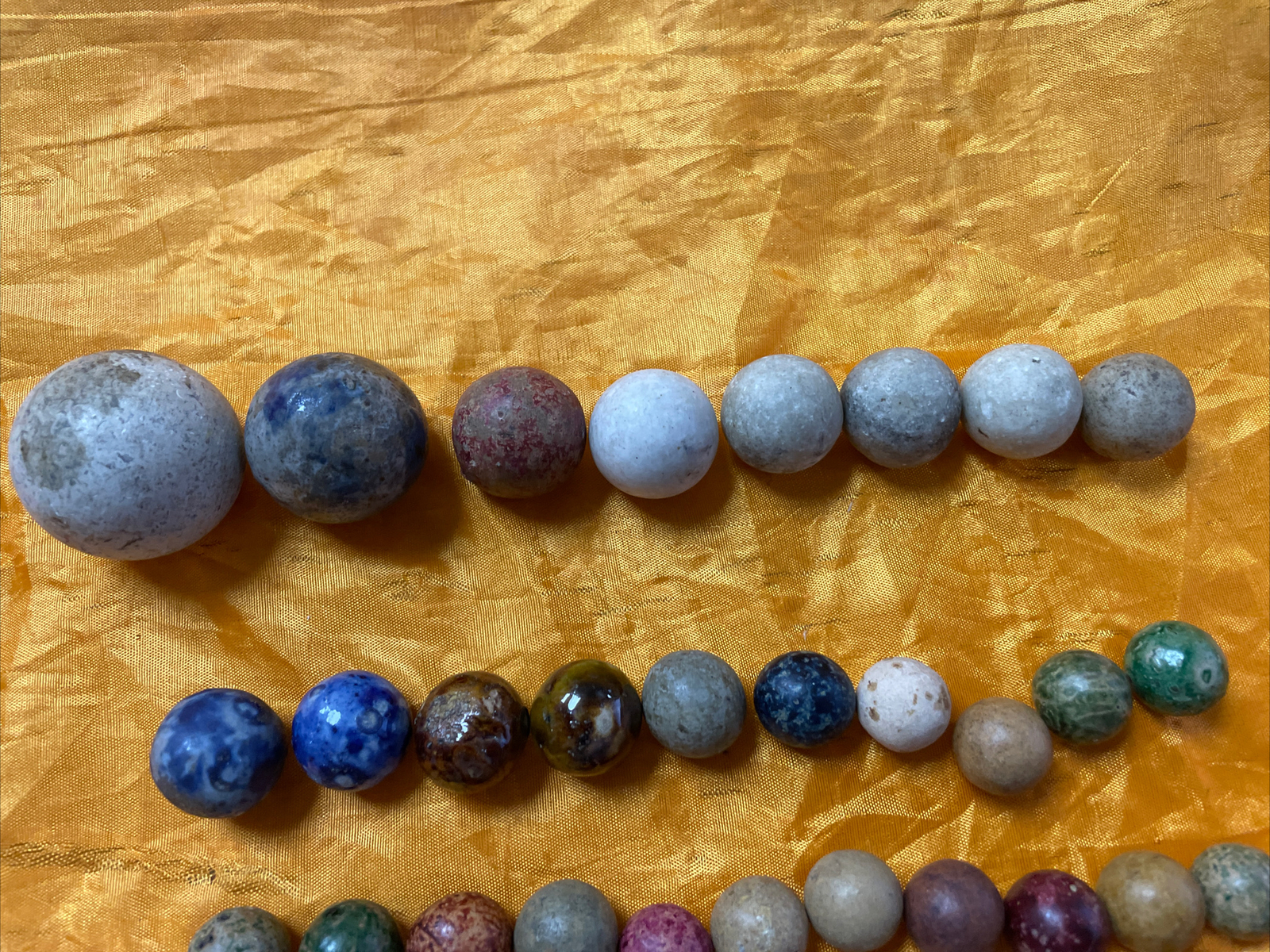 35 Vintage Random Clay Marbles Pre-1900s Civil War (B6)