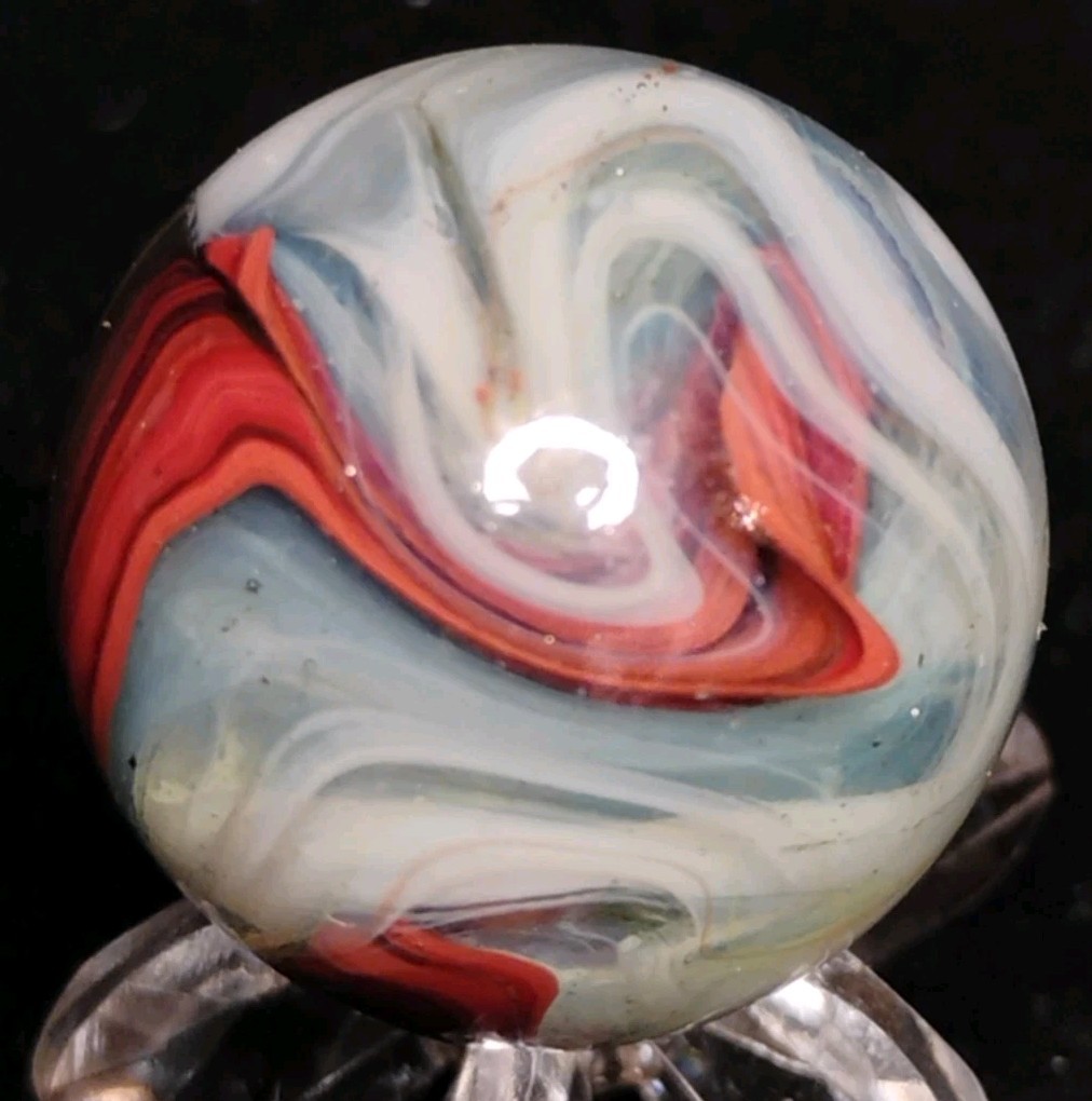 .82″ JABO/D.A.S. MARBLES W/ OXBLOOD+AVENTURINE+CONFETTI SWIRL TOYS MINT-