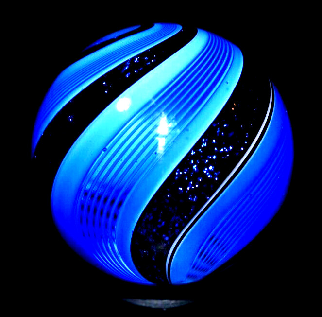 HOT HOUSE GLASS MARBLE/1.279″-ROYAL BLUE BANDED FINE LINER #68-ROYAL BLUE DICHRO