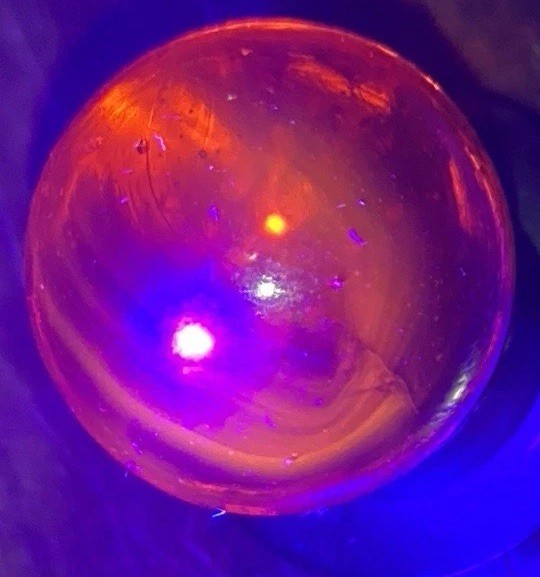 VHTF CAC. Christensen Agate Co. Glass Marble~Transparent Amber UV Sleeper 13mm