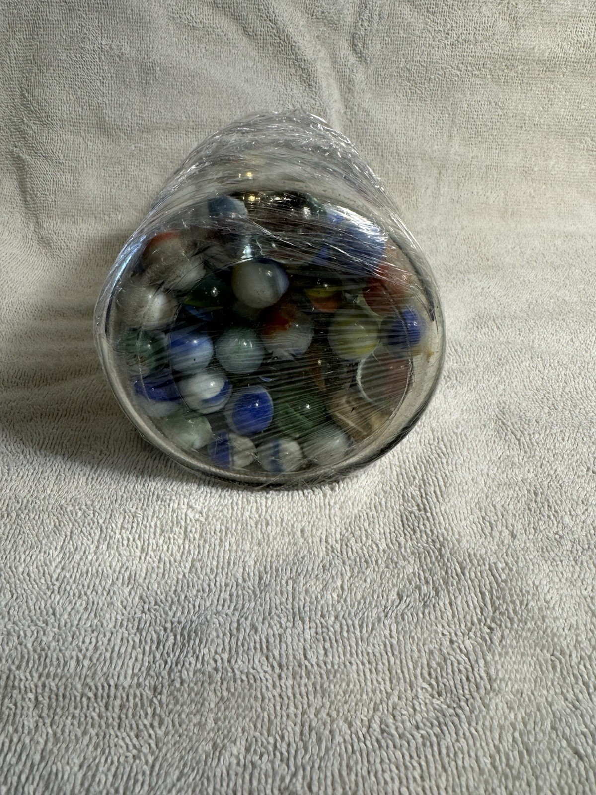 Vintage Glass Jar Full of Assorted Marbles over 100 no count taken