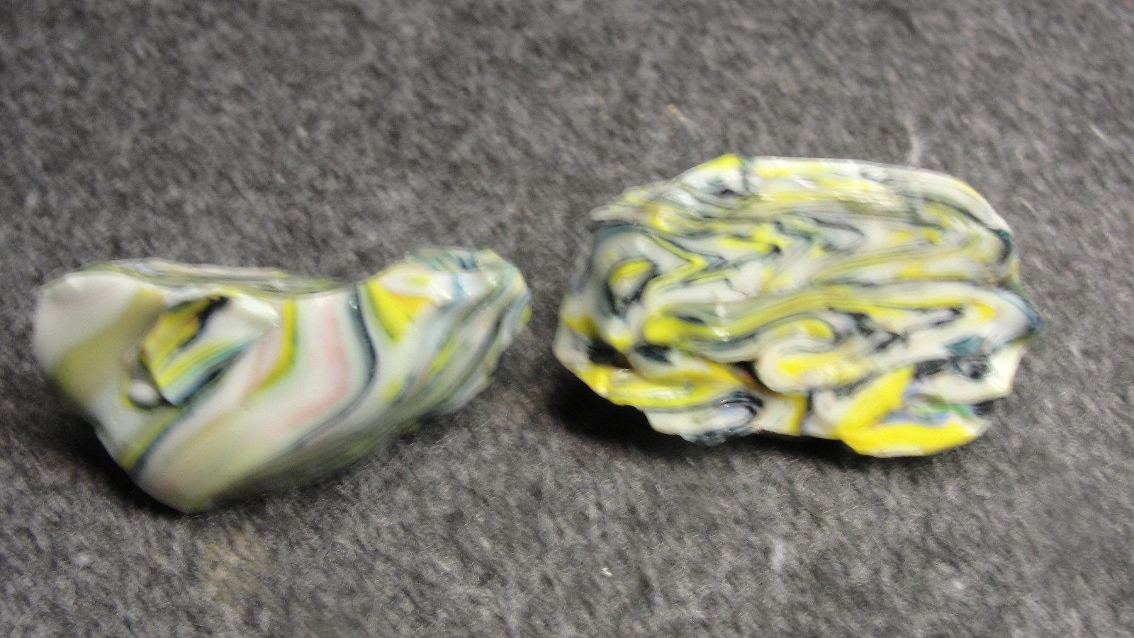 pieces of cullet from Jabo Joker experimental marble runs