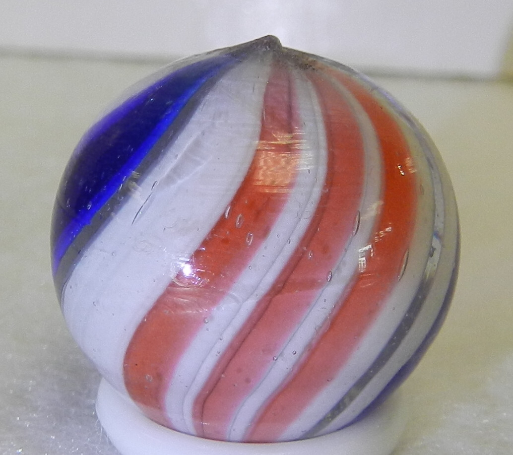 #17207m .75 Inches Vintage German Handmade Peppermint Swirl Marble