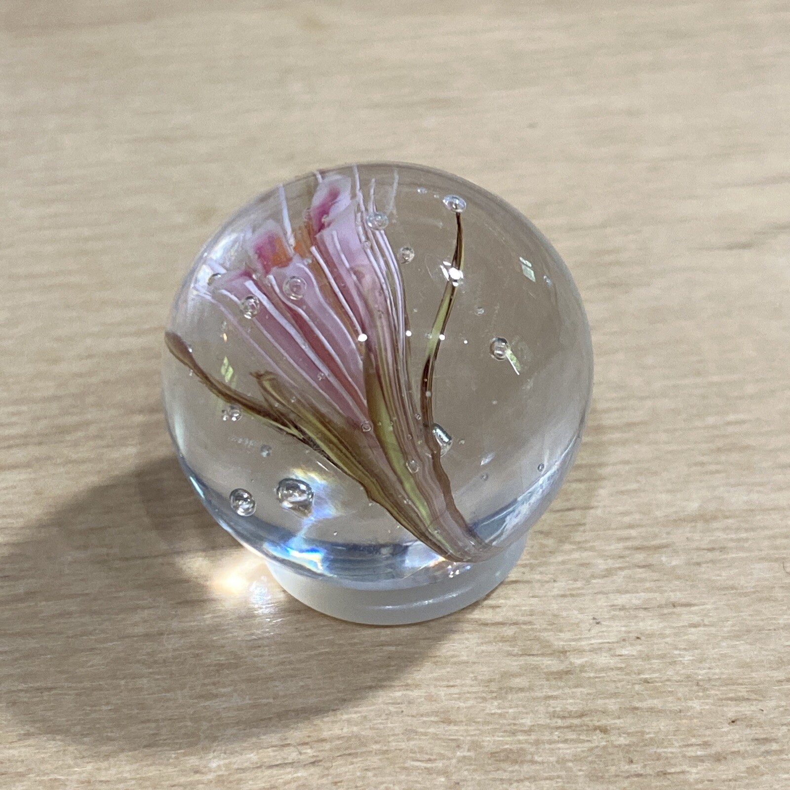 Pink Tiny Full Bloom Floral Murrini Handmade Glass Marble