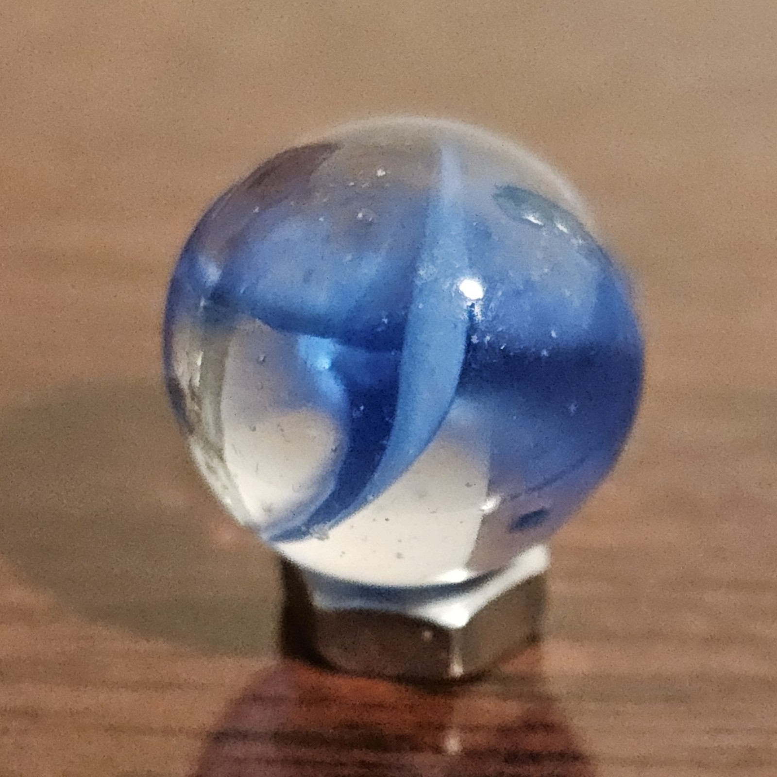 Vintage CE Bogard Blue Floppy 4-Lobe Cats Eye .593″ Glass Marble