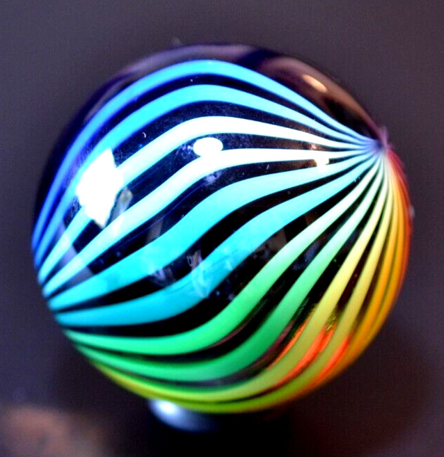 FRITZ LAUENSTEIN GLASS MARBLE/1.642″-PEEK into the RAINBOW-SAPPHIRE,TURQ.,FERN +
