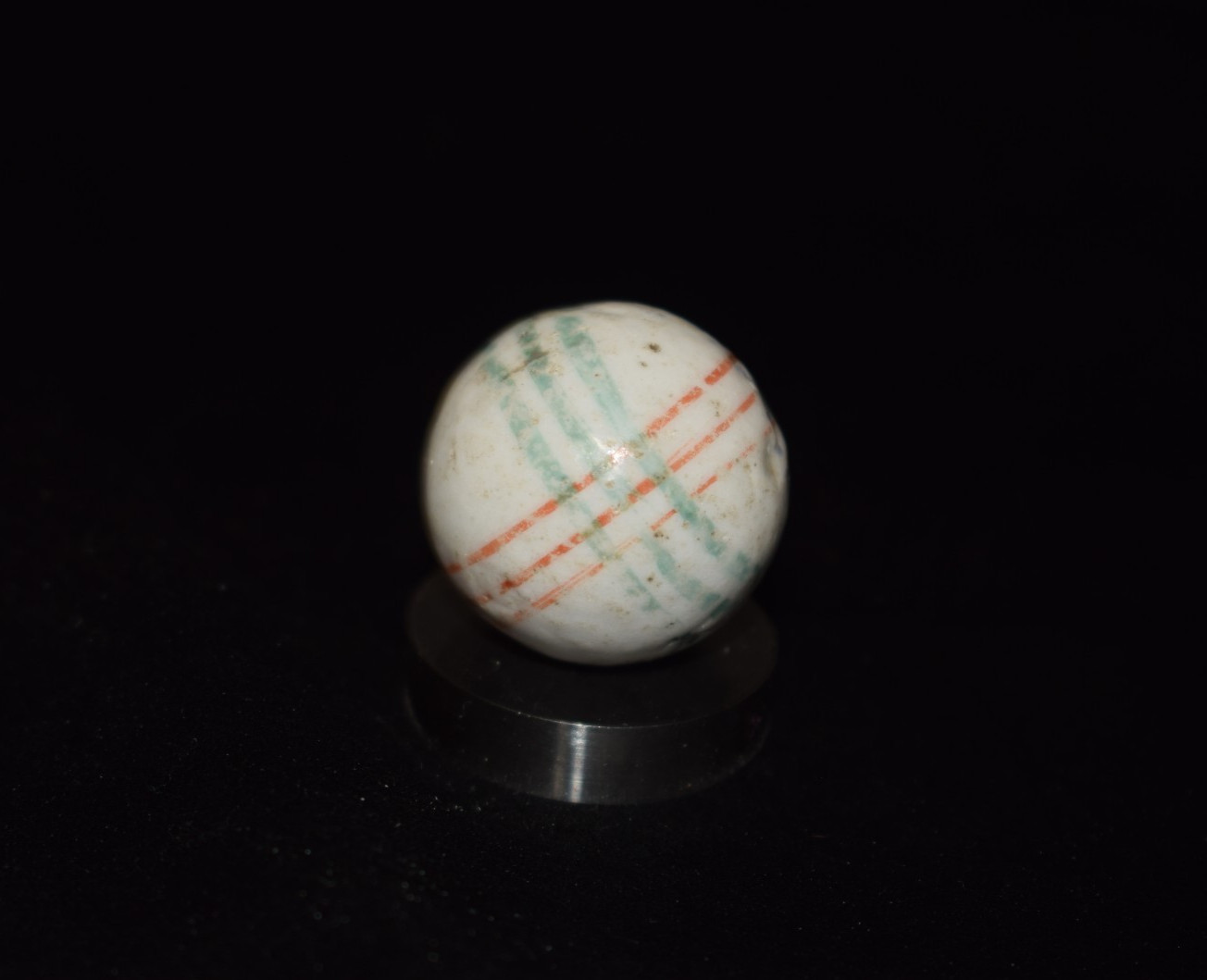 🧐👉Antique German⬛🟥🟨 China Helix Lines glazed crockery marble Boulder .980″