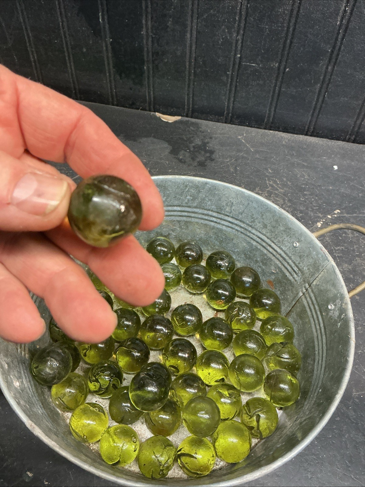 Vintage Cat Eye Marble Lot Green – Approx 45pcs 1in size