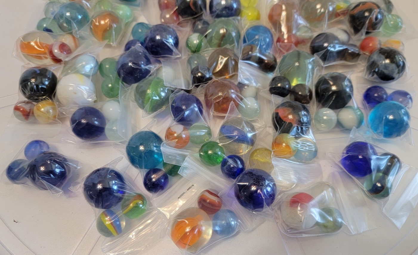 Lot of 150 Mixed Vintage SHOOTERs & Marbles PKGd in 50 individual bags of 3 each