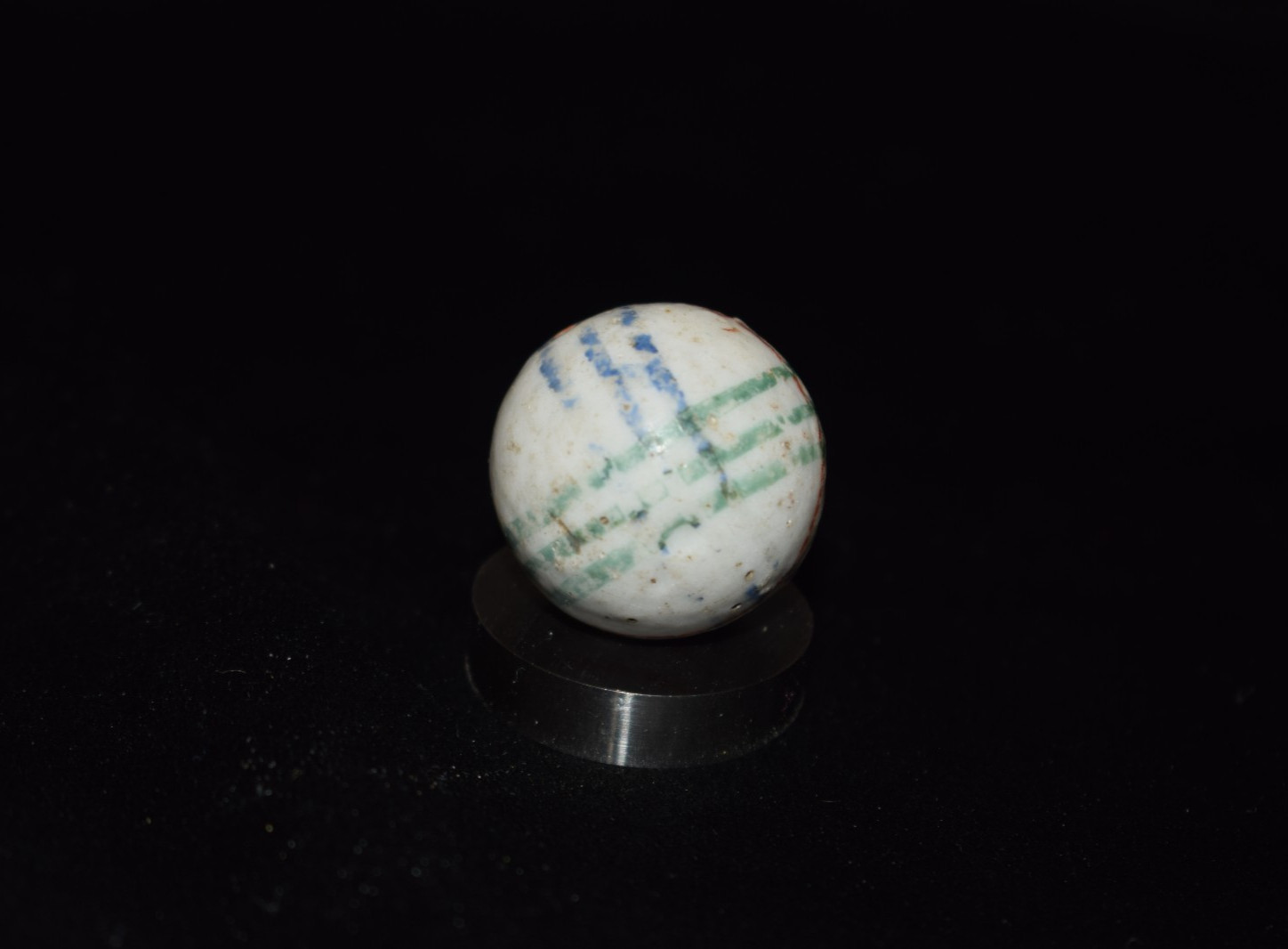 🧐👉Antique German⬛🟥🟨 China Helix Lines glazed crockery marble Boulder .980″