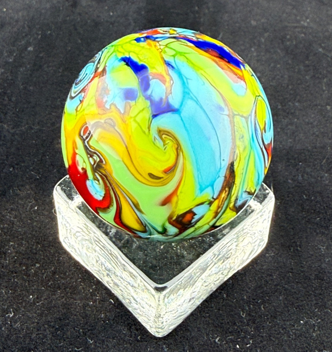 Steve Willis 2006 Wild Abstract Glass Marble 1-15/32″, #3 signed W6