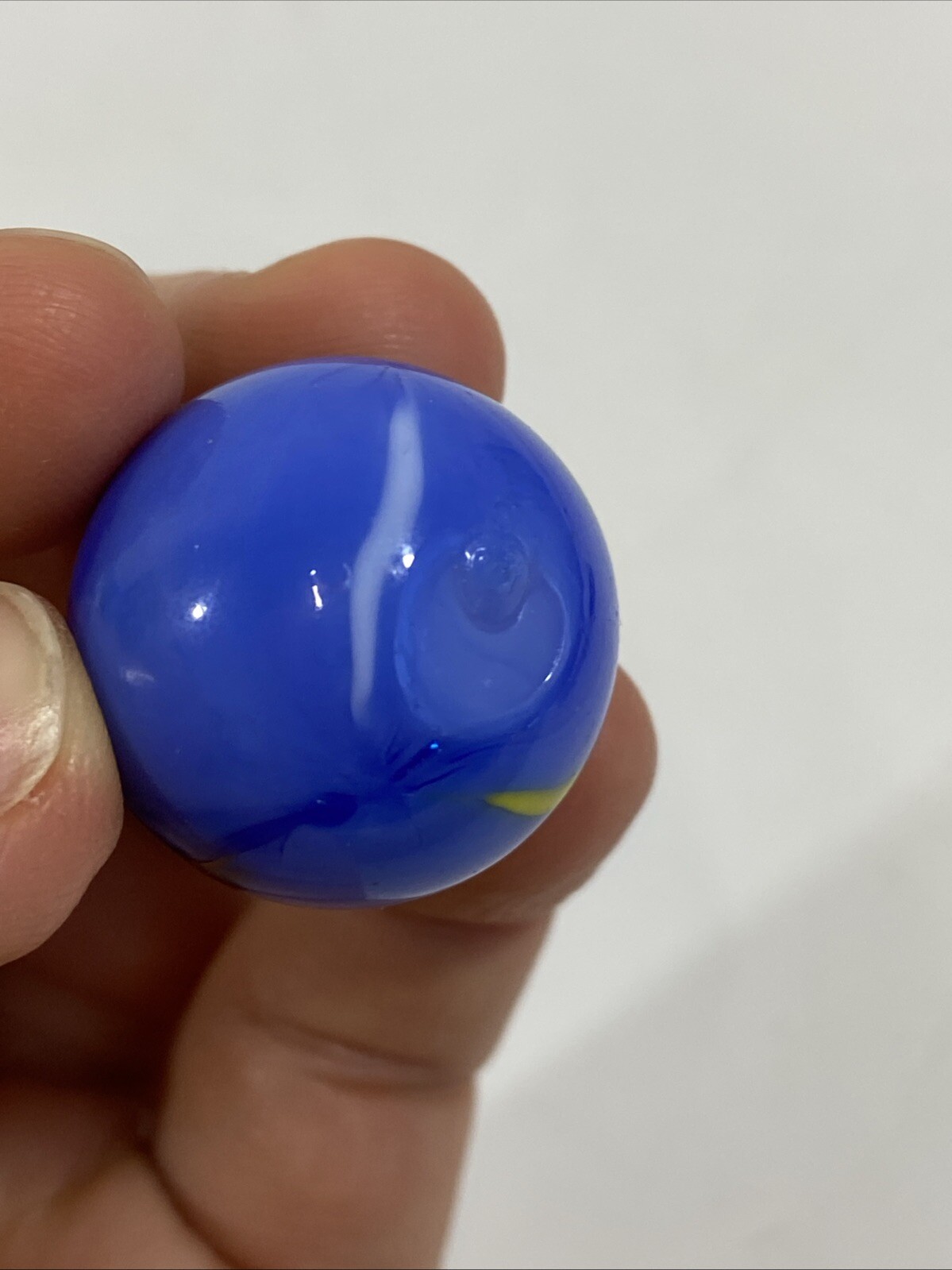 Large Vintage Lot (4) Handmade Breaker Marbles Blue Iridescent Cat Eye 1” Pontil