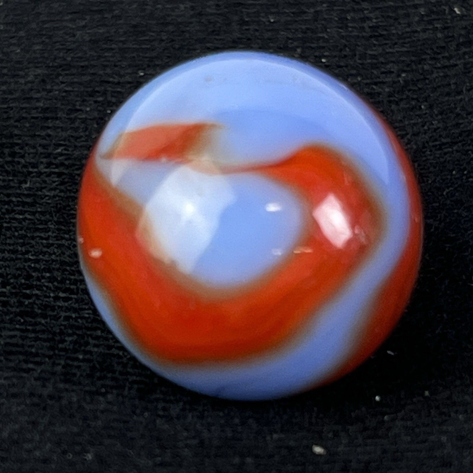 Vintage Akro Agate Peltier Art Swirl Glass Marble .64” Light Blue Red