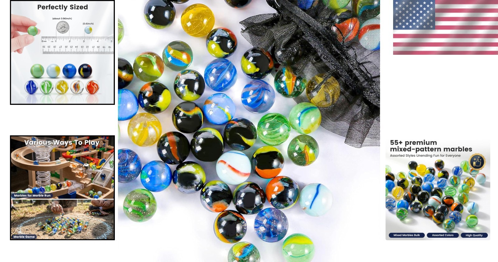 60 Count 0.6 Inch Colorful Glass Marbles for Kids’ Games & Creative DIY Projects
