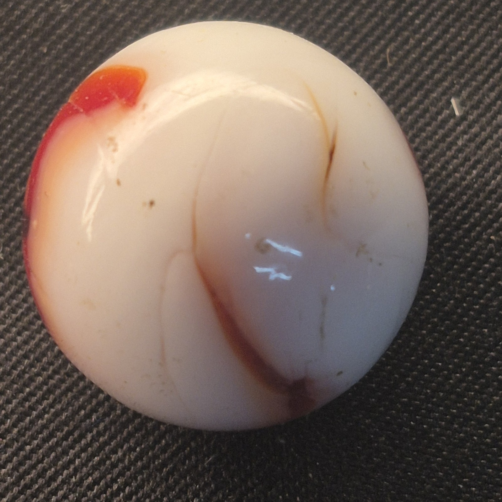 Vintage Akro Agate Oxblood Patch Marble 5/8″ .63 Green Bleed Flame Swirl VTG