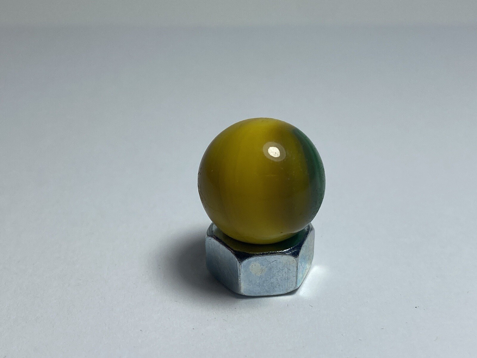 Vintage Master Marbles Yellow & Green Striped Patch 0.62″ Toy Glass Marble