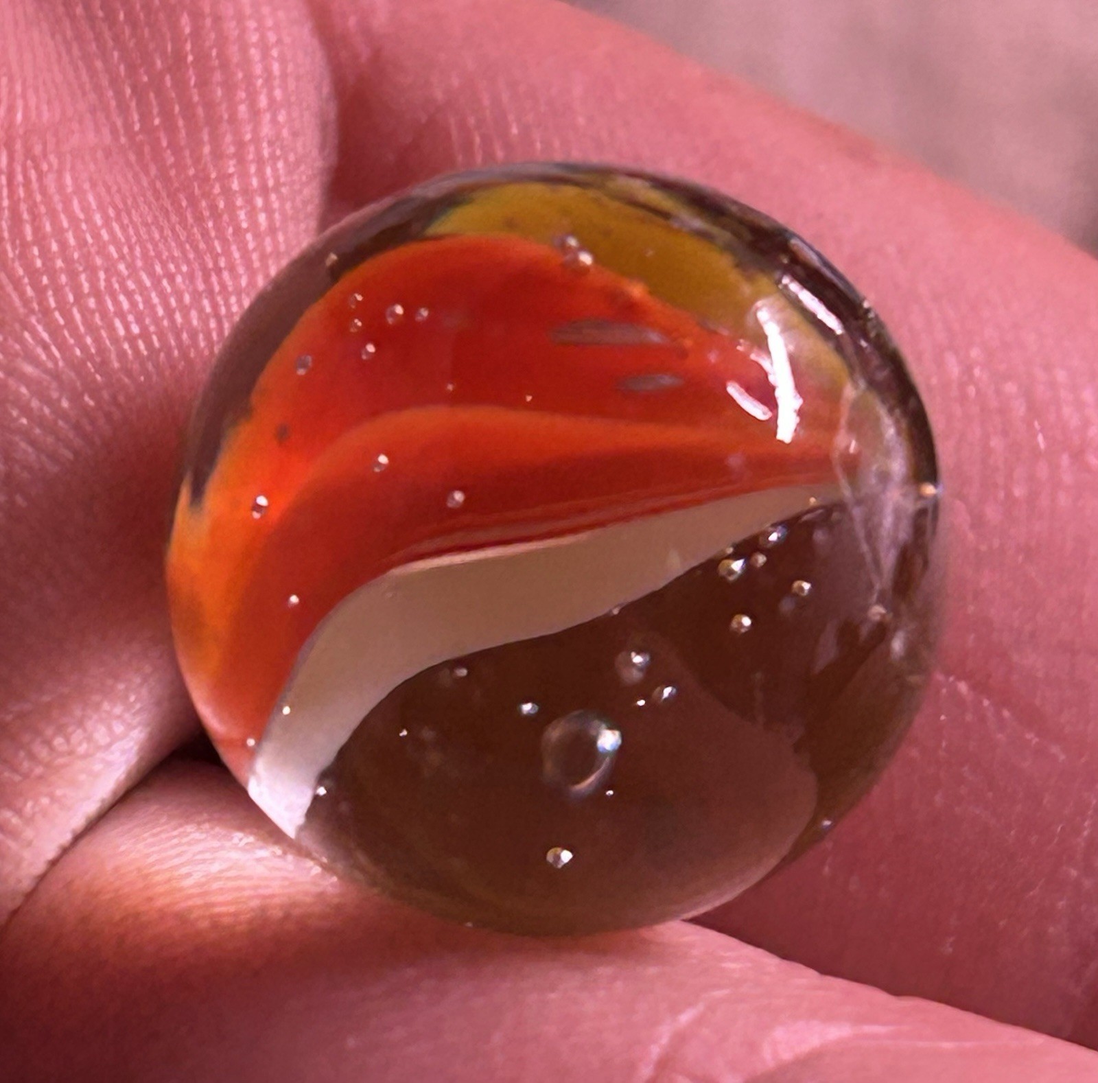 Vintage Vitro Agate 0.62″ Six Vein Cats Eye Marble Tri Color Near Mint!