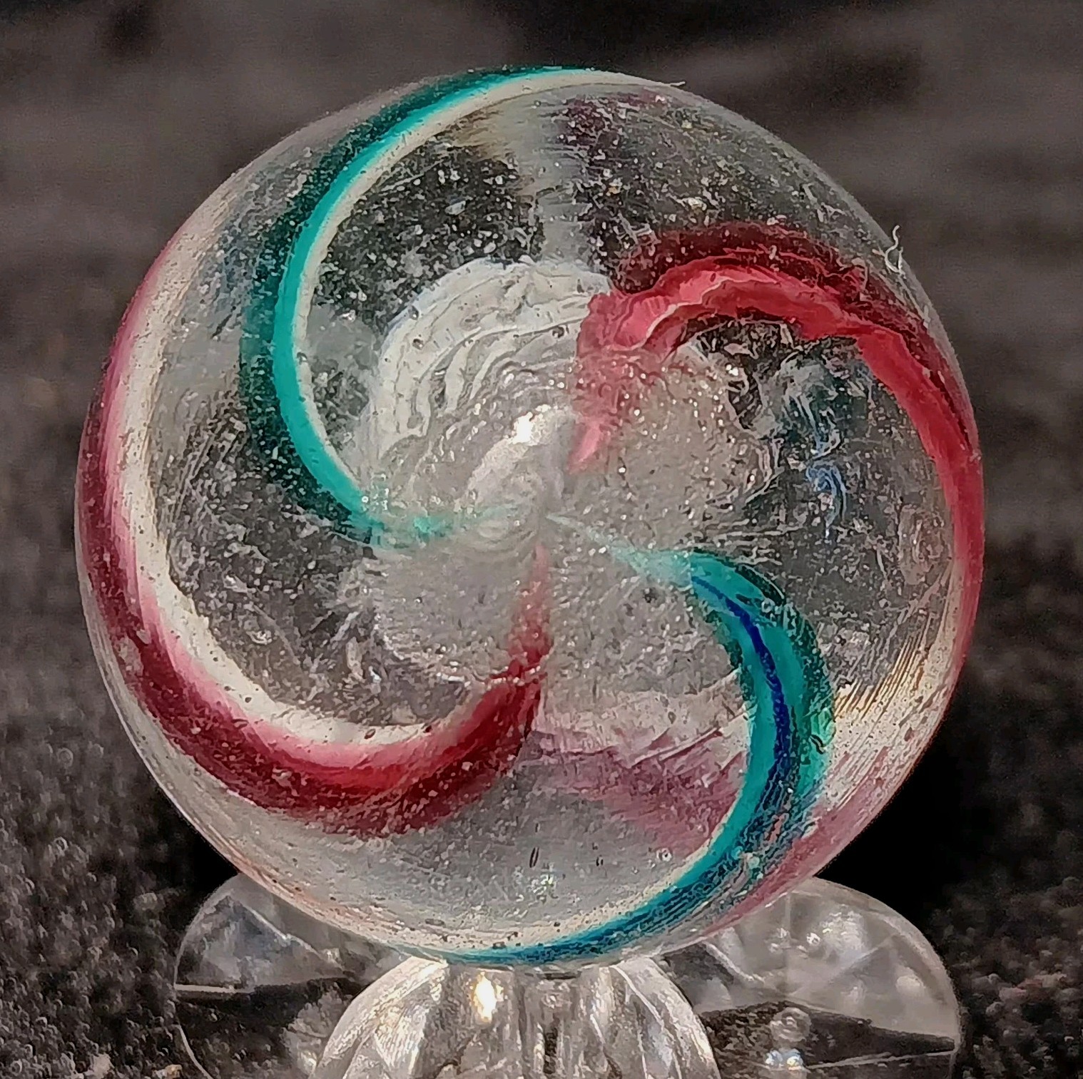 Antique German Latticinio Core Swirl Marble. 1.07″ Mint Condition.