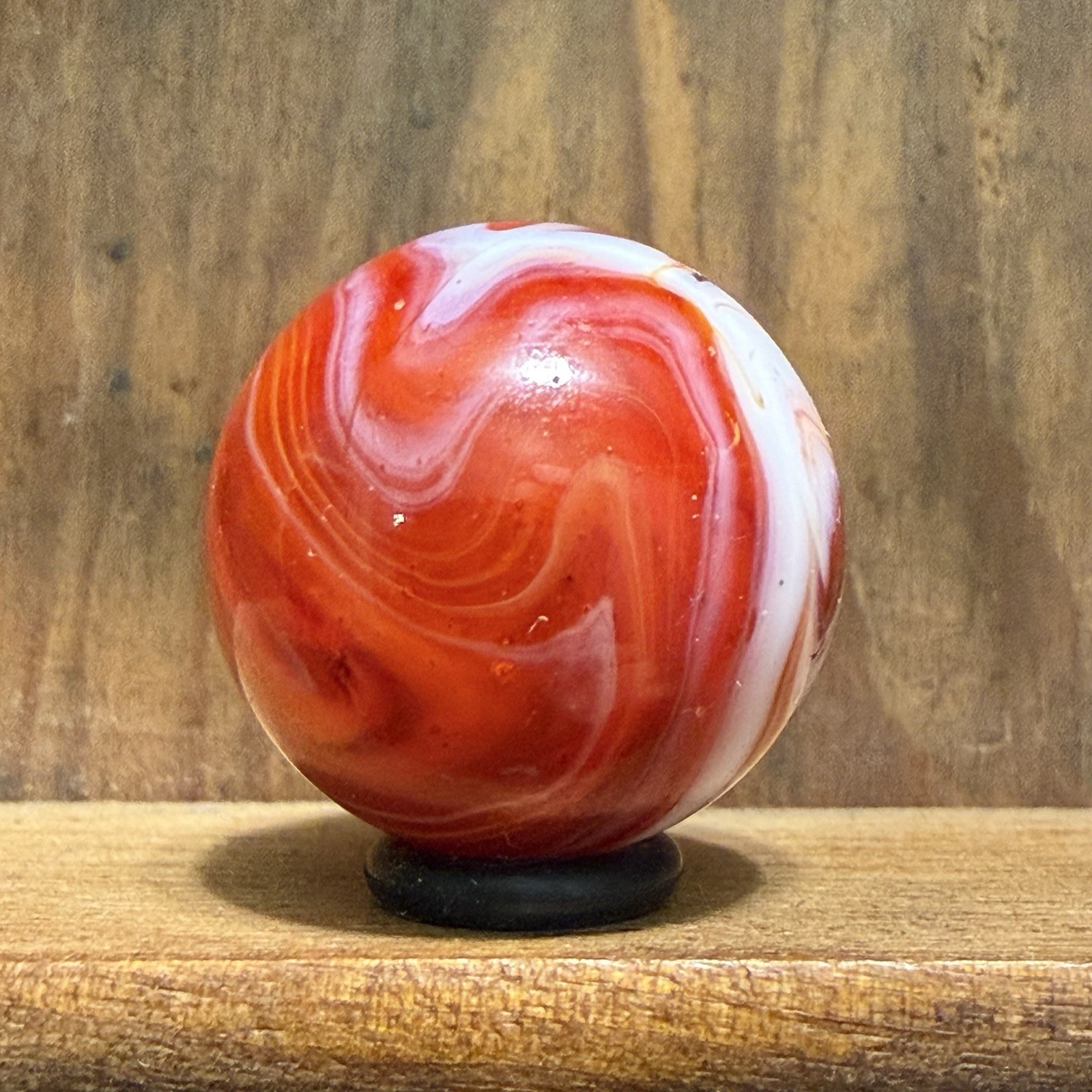 Vintage Akro Red Slag Shooter Marble 25/32” Mint(-) | 82