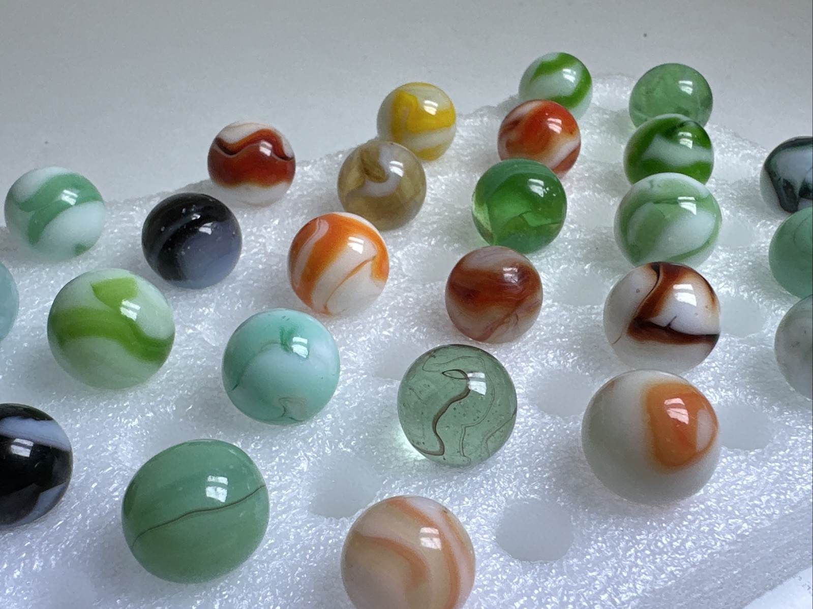 377 Lot Of 29 Vintage Heaton Agate Swirl Marbles!