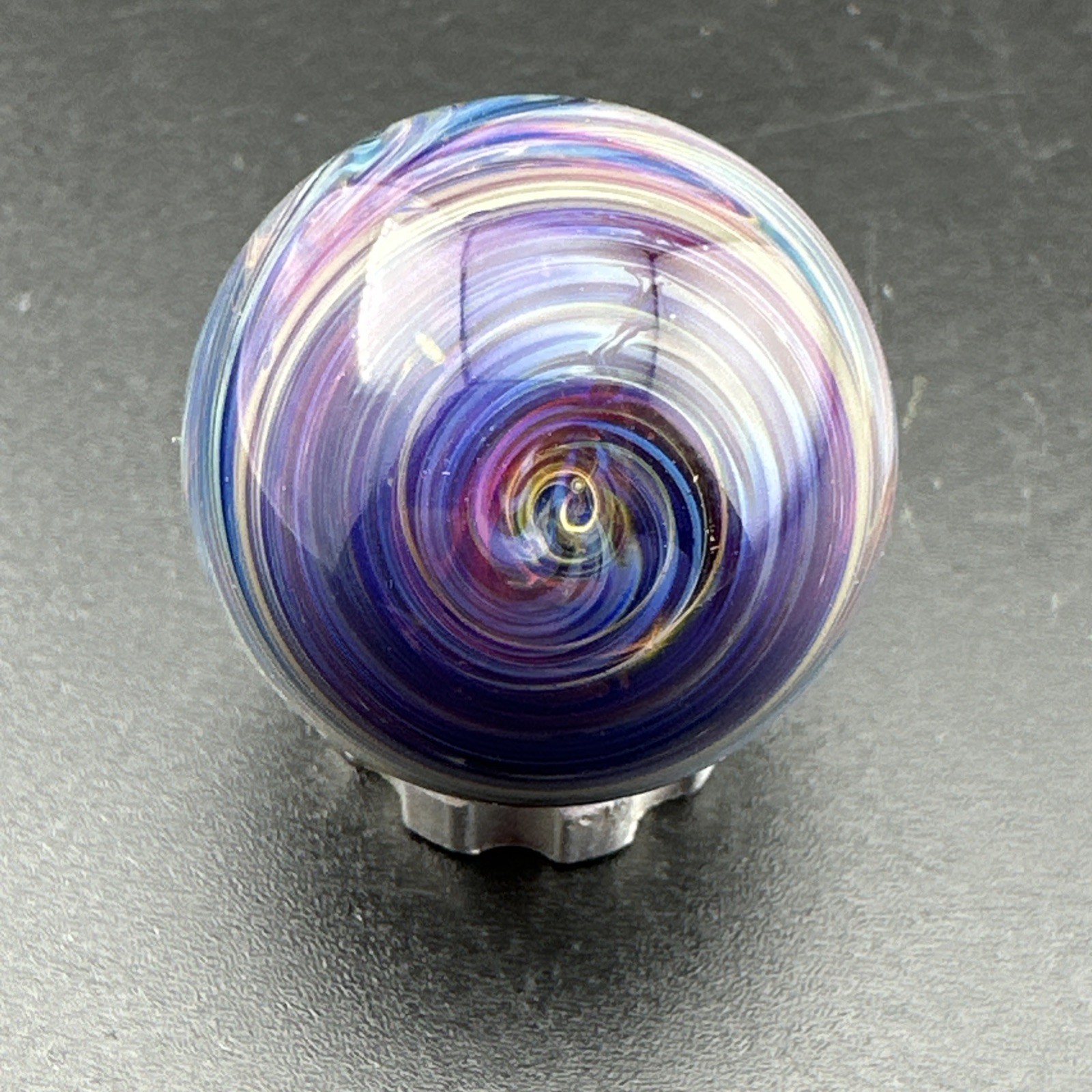 Contemporary Handmade Art Glass Marble .96″ Abstract Color Layer Swirls Boro MIB