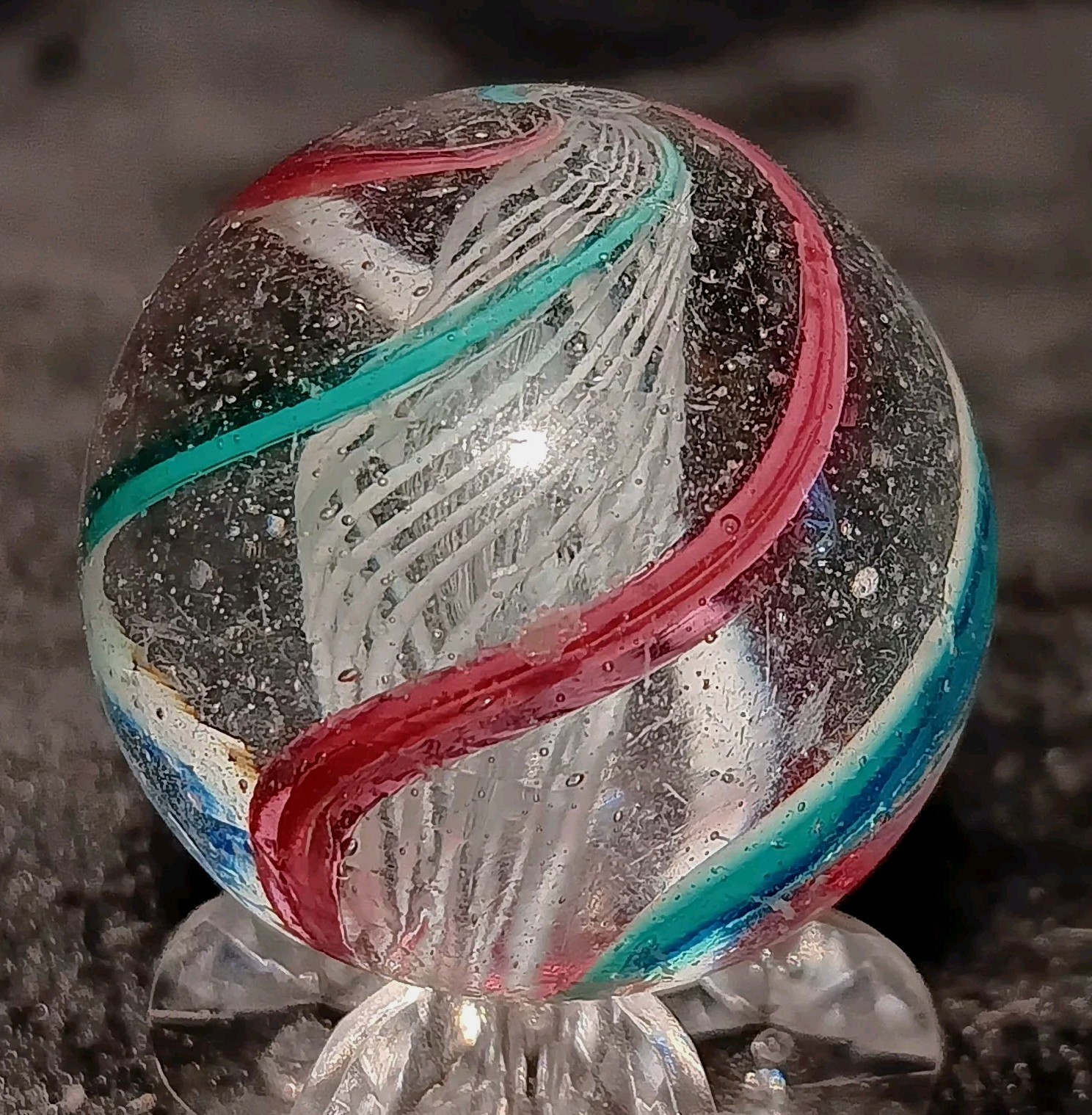 Antique German Latticinio Core Swirl Marble. 1.07″ Mint Condition.