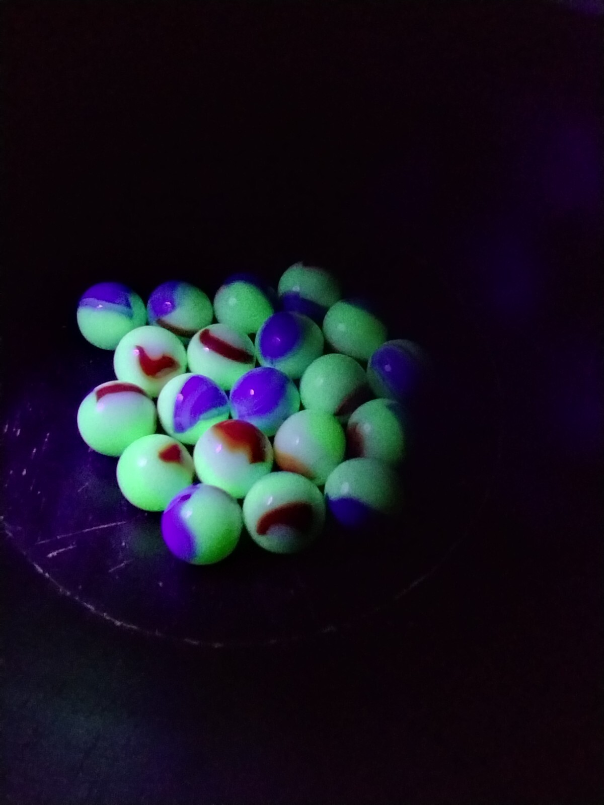 Patriotic (Red White Blue) Liberty Marbles Florescent UV Reactive Uranium Glass
