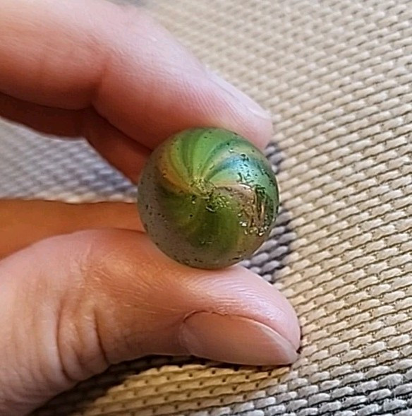 Rare Antique German Handmade Shrunken Onionskin Marble .72 Inches